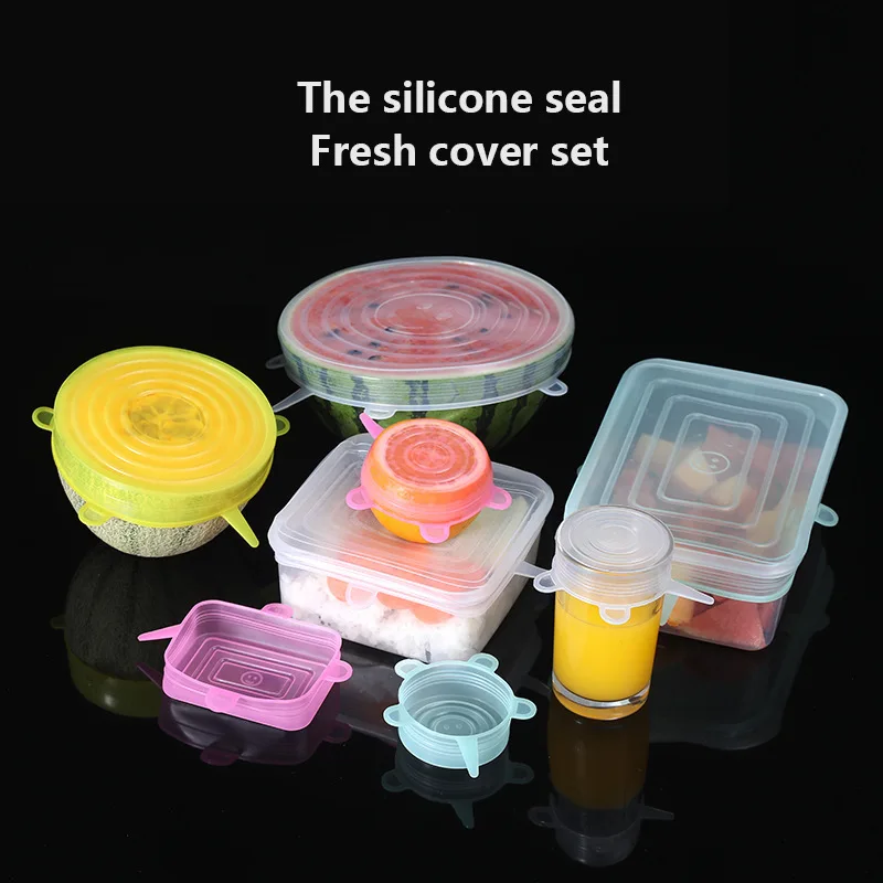 

Keeping Film Silicone Six-Piece Set Fresh-Keeping Cover Stretch 6-Piece Set Bowl Cover Refrigerator Microwave Sealed Fresh