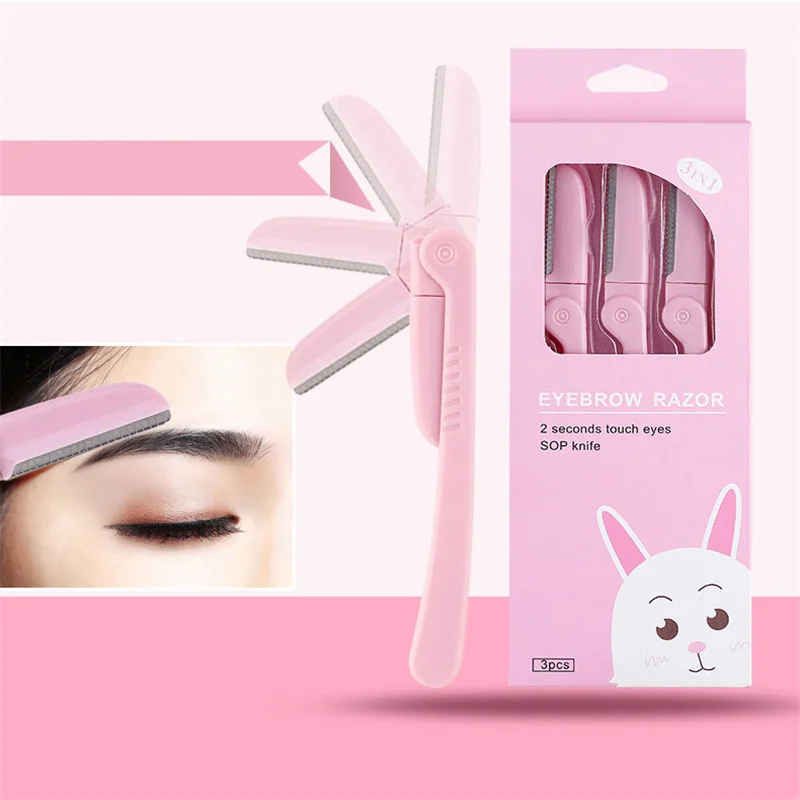 3 шт. розовый триммер для бровей нержавеющая сталь