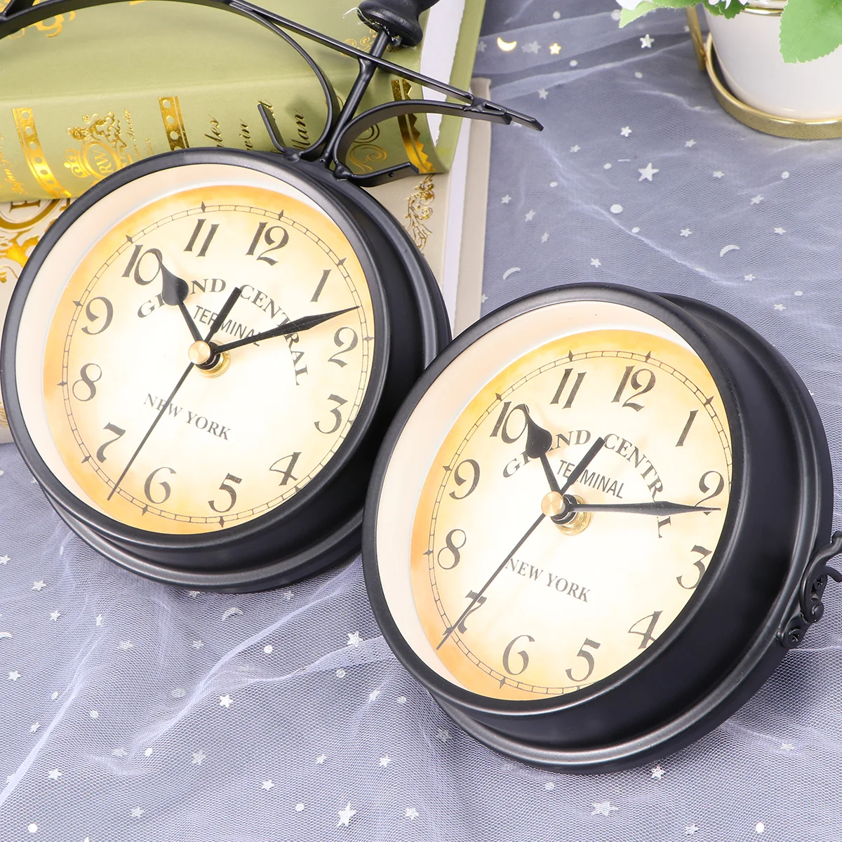 

Wall Clock Double Sided Clocks European Style Hanging Clocks Non- Ticking Silent Clocks Innovative Classic Round Clock for