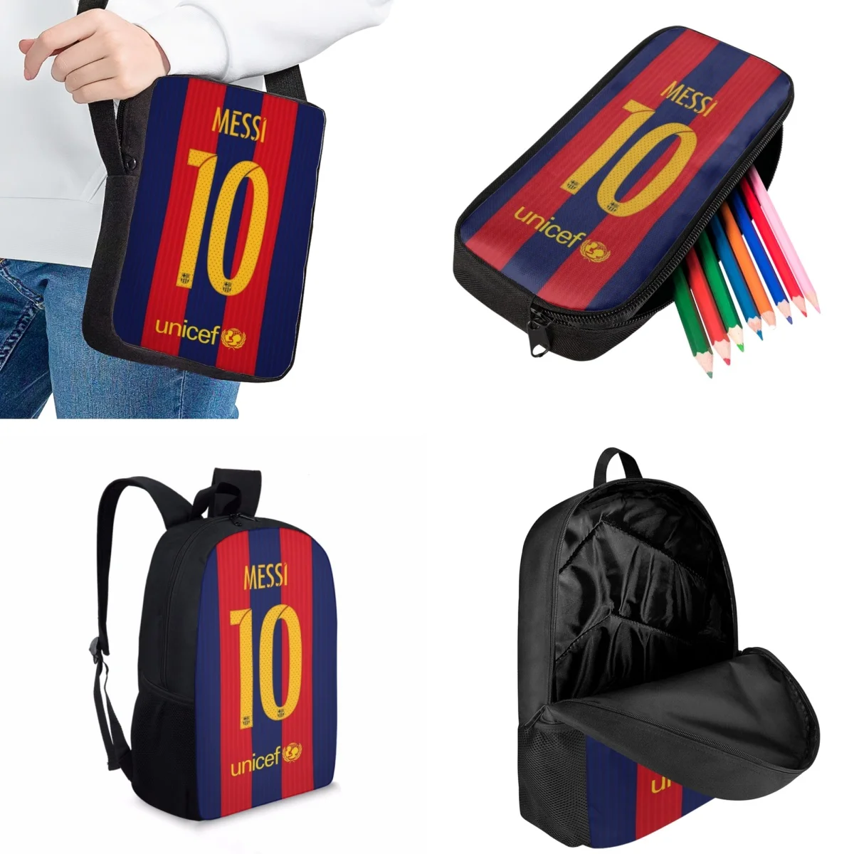 Jackherelook Boys Fashion School Bags Set New Team Number Pattern Teenagers Sports Travel Backpack Practical Children Book Bags