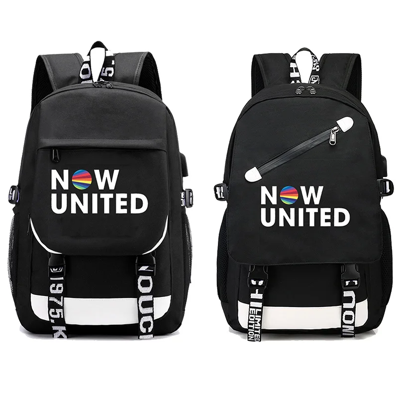 

Now United Backpack Zipper Black UN Team Bags Techwear Men Mochila De Escola Do Now United Bookbag Hip Hop Back Pack Fashion