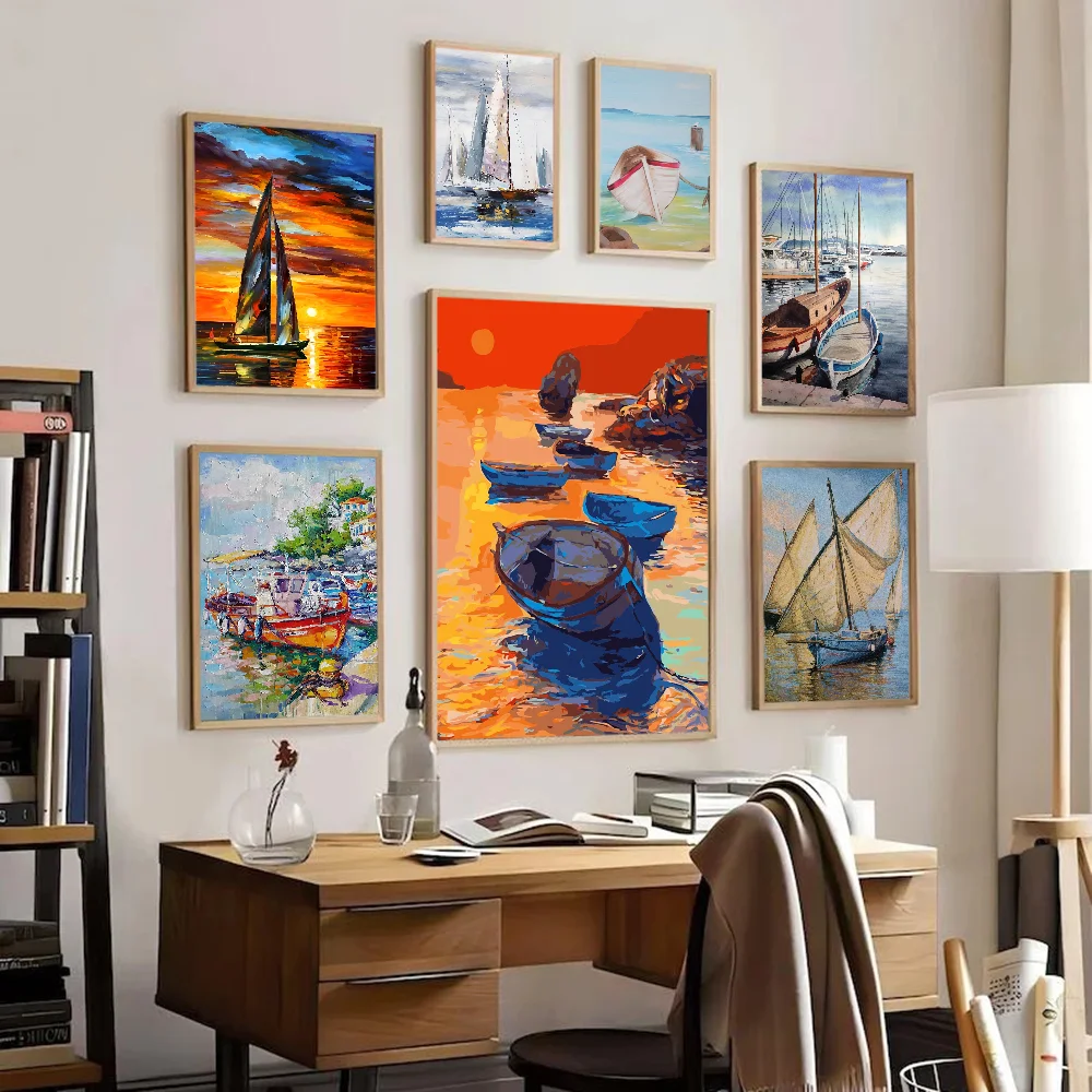 Рисунок на холсте Лодка-Бэй настенный плакат из белой бумаги наклейка стену в