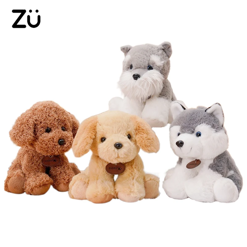 

ZU 20cm Adorable Pet Dog Husky Schnauzer Teddy Plush Toy Lifelike Cute Puppy Kids Child Companion Birthday Gift Baby Soft Dolls