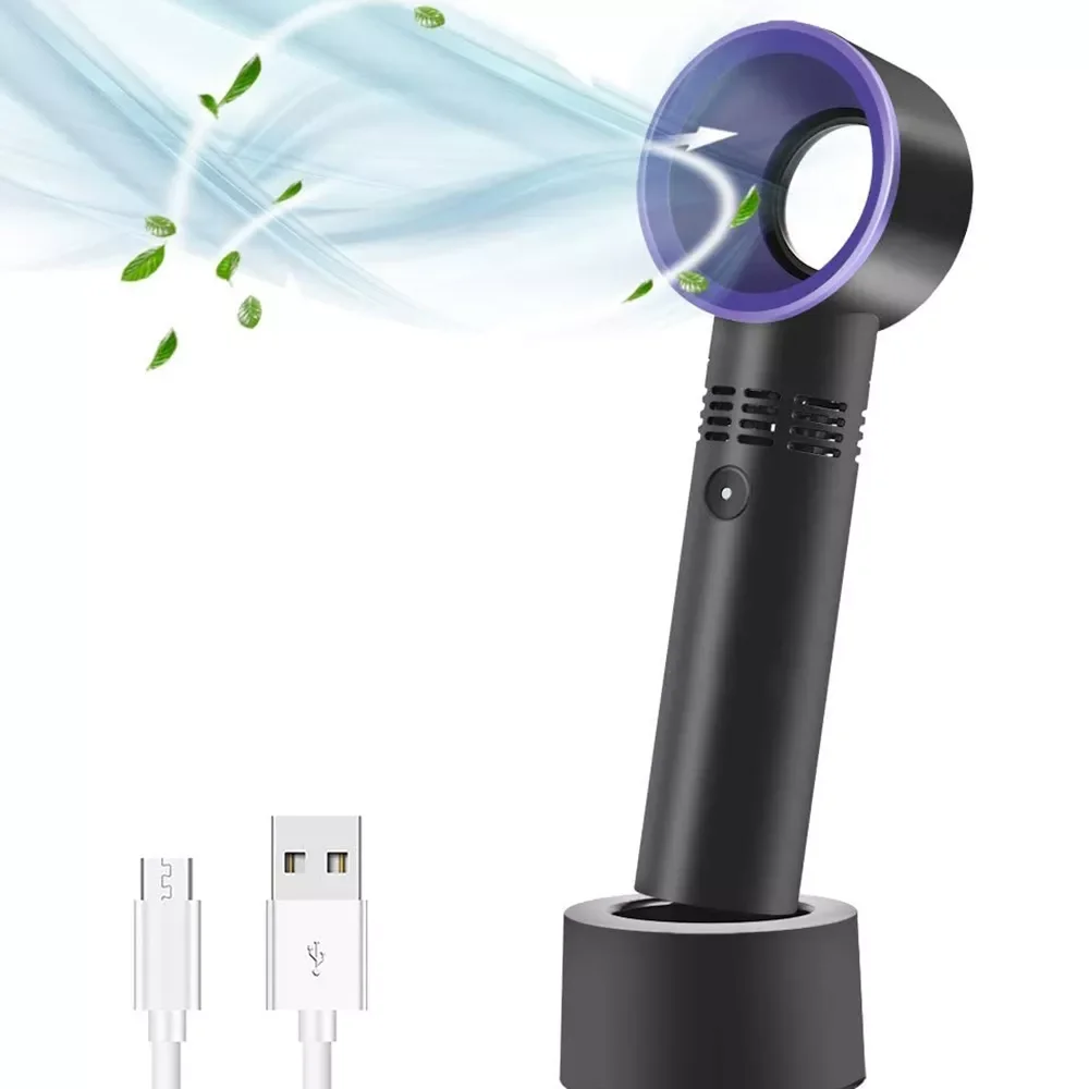 

Airmsen Handheld Mini Fan Portable USB Rechargeable Silent Desk Bladeless Fan 3 Speeds for Kids Baby Travel Camping Office Room