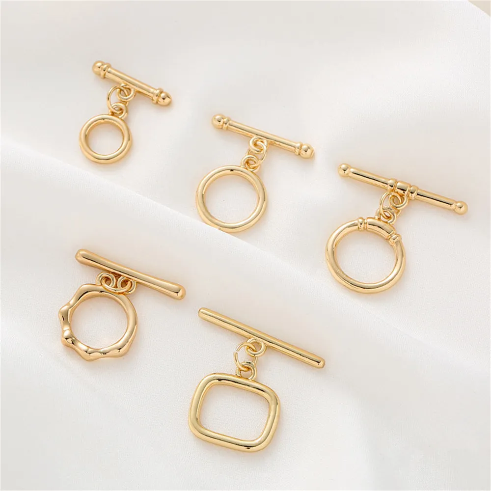 

14k gold clad glossy round square plain section OT clasp bracelet clasp connection buckle diy jewelry accessories