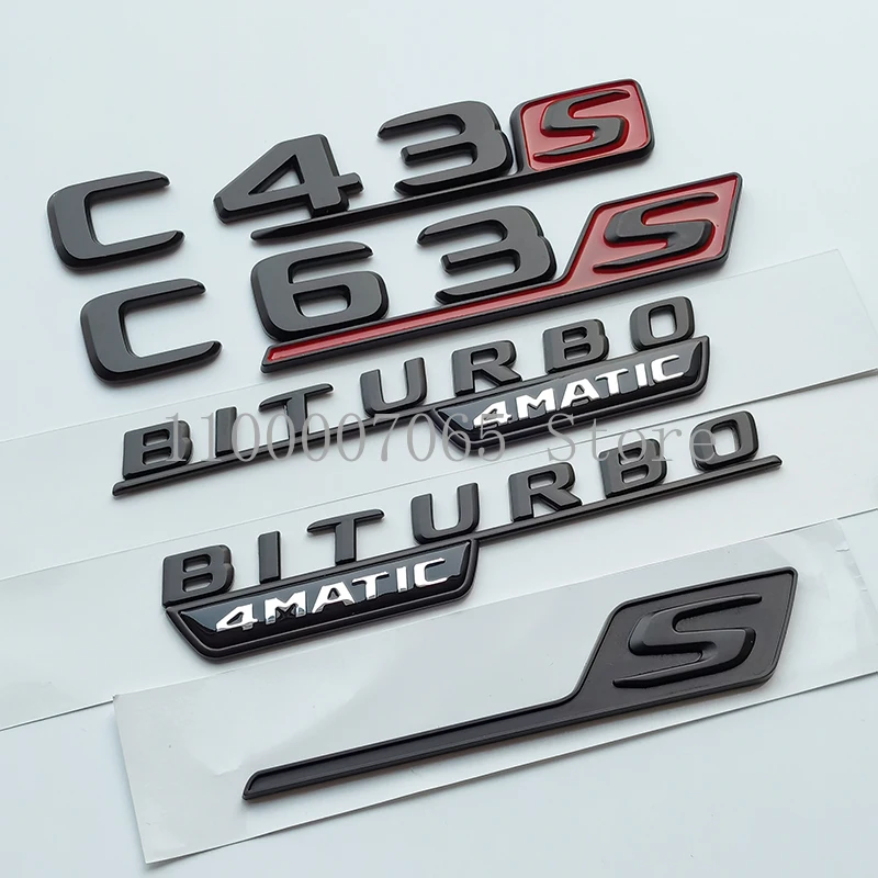 2017 матовые черные буквы V8 Biturbo 4matic Эмблема для Mercedes Benz AMG C43 C63S Coupe автомобильный