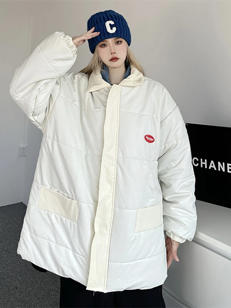 AOSSVIAO Fake Two Pieces Korean Jacket Women Winter Parkas Solid Hooded Thicken Warm Female Snow Wear Coat Padded Loose Clothes