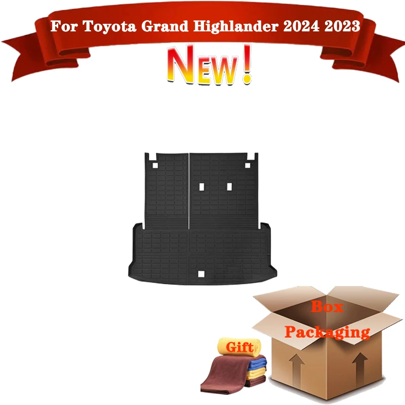 

Всесезонные коврики из ТПЭ для Toyota Grand Highlander 2024, противоскользящий водонепроницаемый коврик для багажника с ковриком для спинки (только LHD)