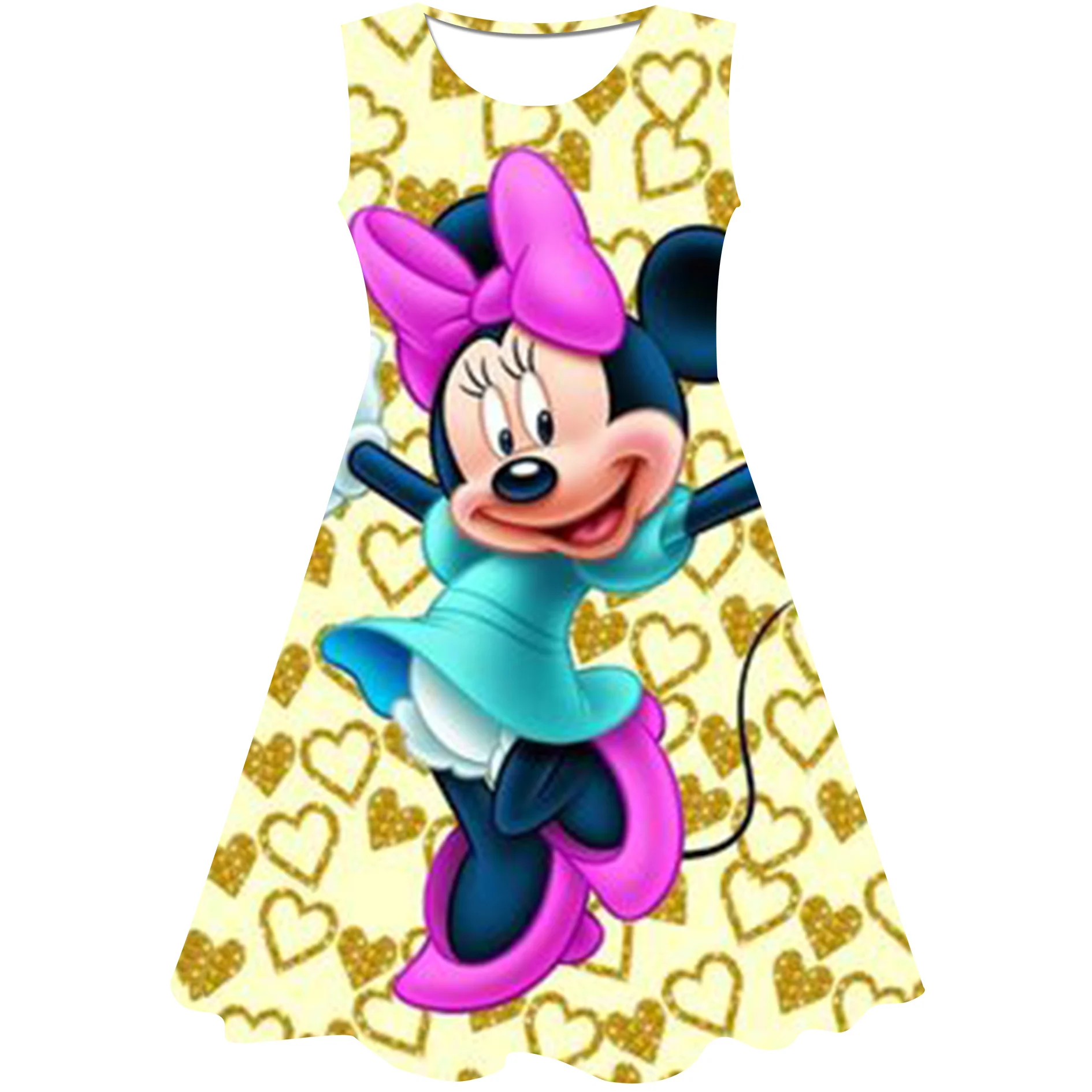 

Платья для девочек, детская одежда, летнее Модное детское платье из серии Disney с мультяшным принтом Минни Маус, юбка из 2023 элементов