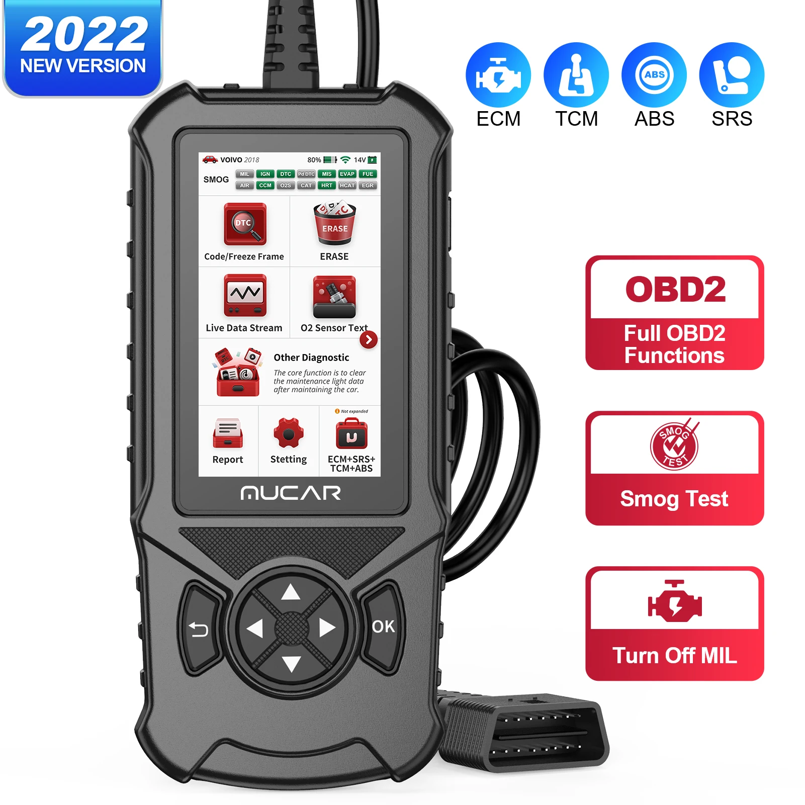 Original Mucar CDE900 OBD2 Diagnostic Tools 16G ROM WIFI 4 Systems AT Engine Automotive OBD 2 Code Reader Car Scanner Scan Tool