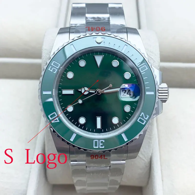 

NH35 Case Men's Watch NH35 Movement Stainless Steel Sapphire Glass Nh36 Watch Dail C3 Luminous DIY S Logo Green Subm