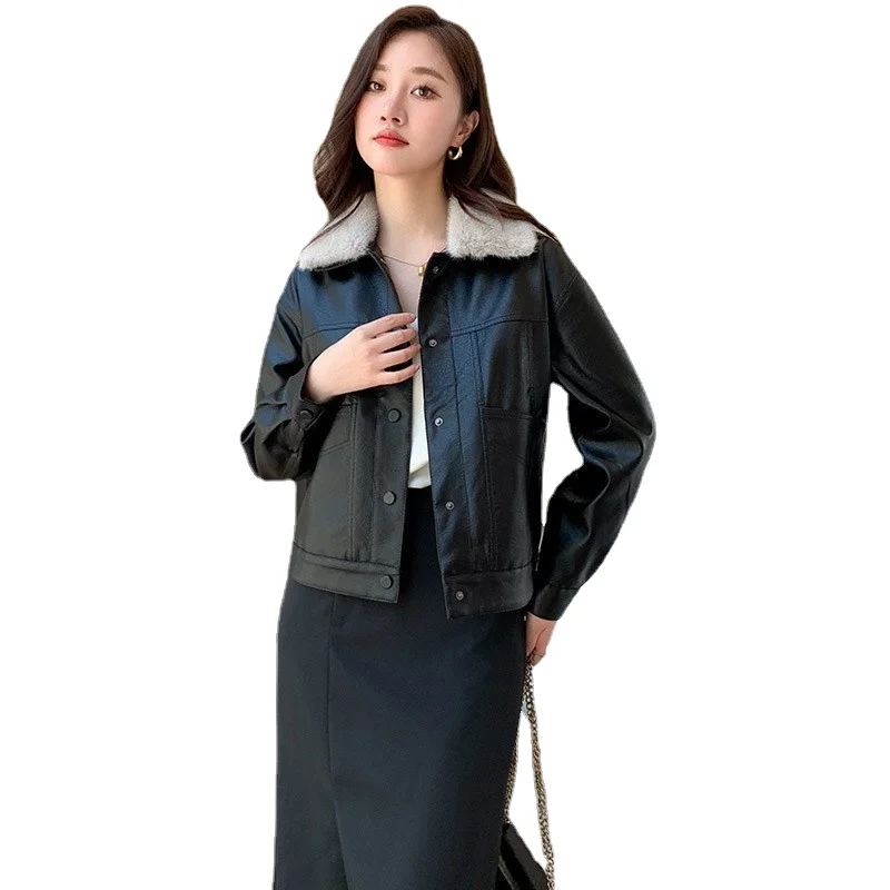ZXRYXGS зимнее пальто из искусственной кожи с плюшевой подкладкой новинка 2023