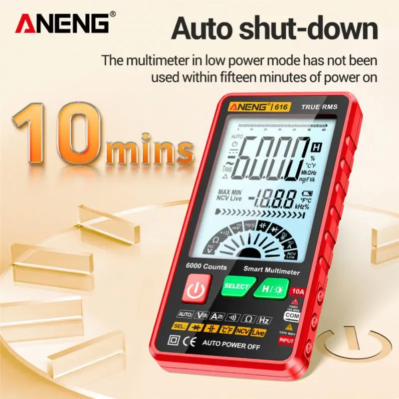 

ANENG Multimeters 6000 Counts 616 Large Screen Backlight Digital Multimeter Intelligent AC DC Voltage Current Electrical Tool