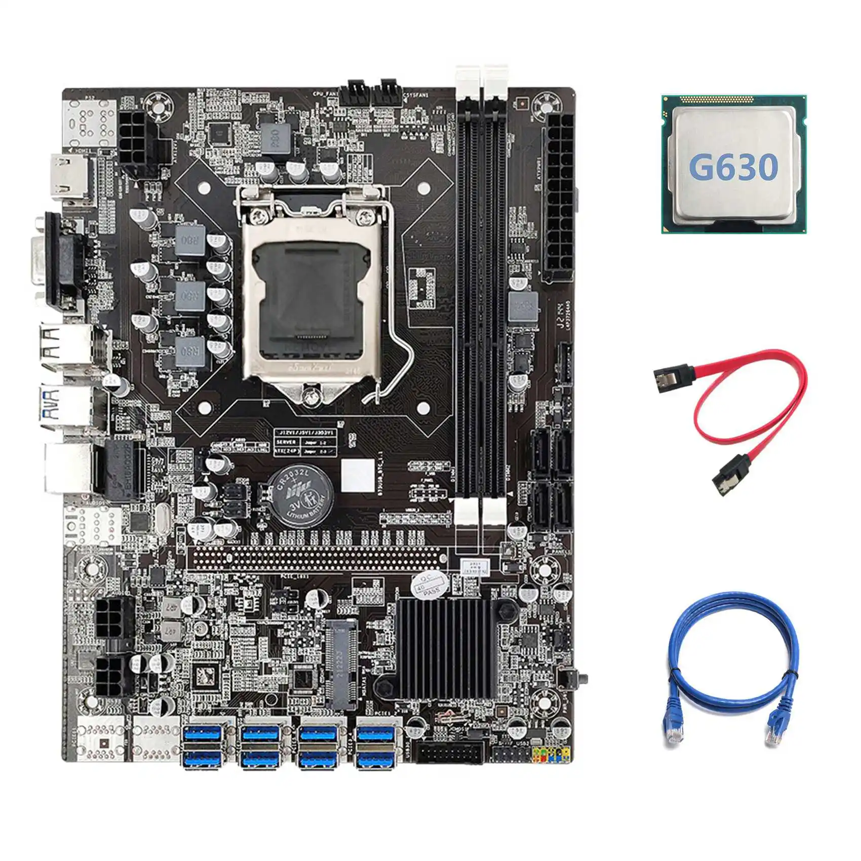 

Материнская плата для майнинга B75 BTC LGA1155 8xpcie USB3.0 материнская плата для майнинга с процессором G630 + сетевой кабель RJ45 + кабель SATA