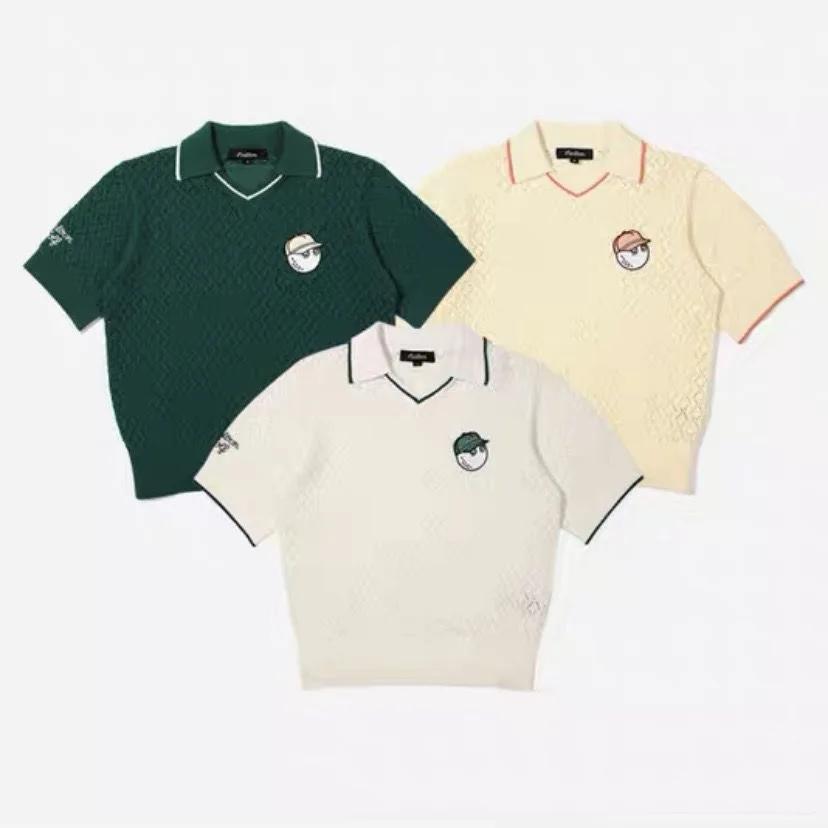 

Malbon Golf Top Lapel Cotton Top Women's Polyester Standard Color Ice Silk Quick-drying Knit Short Sleeves