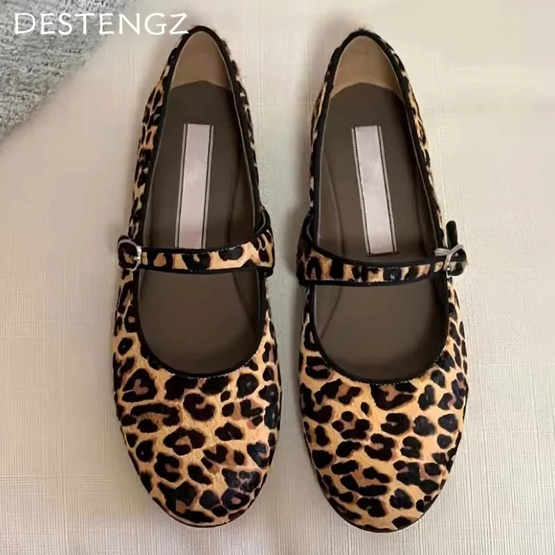 Туфли женские леопардовые плоская подошва лоферы неглубокая Повседневная