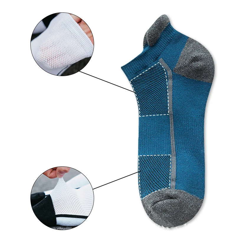 Sports Socks Men Fitness Non Slip Towel Bottom Thickened Running Socks Shallow Mouth Basketball  Low Top Color Matching Cotton