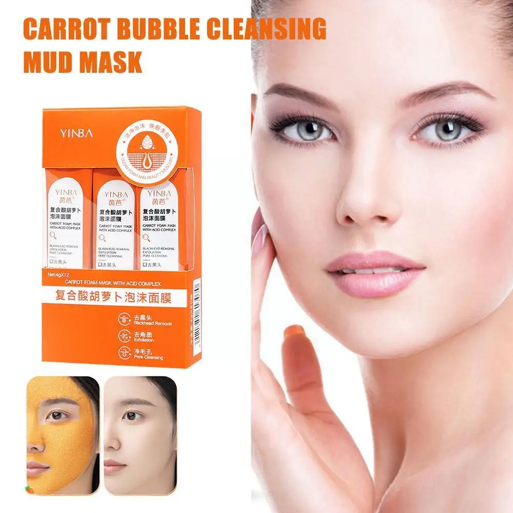 

Skin Care Natural Carrot Bubble Cleansing Mud Mask Sheet Facial Face Mask Refreshing Moisturizing Masks Hyaluronic Acid N4B3