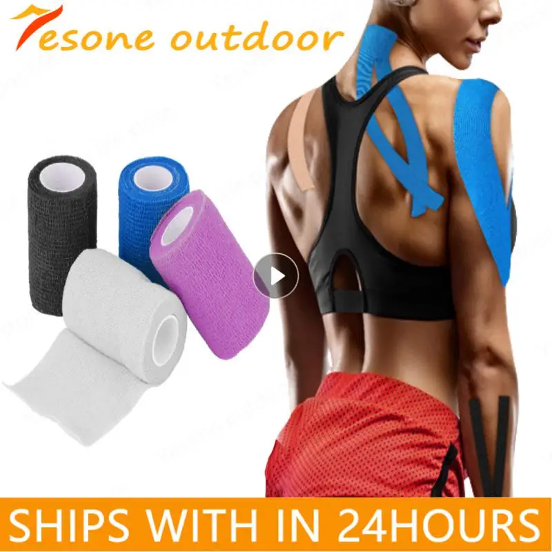 

Цветная Спортивная самоклеящаяся эластичная бандажная лента Binde, эластопласт, поддержка колена, дышащие пальцы, лодыжки, ладони, плеч