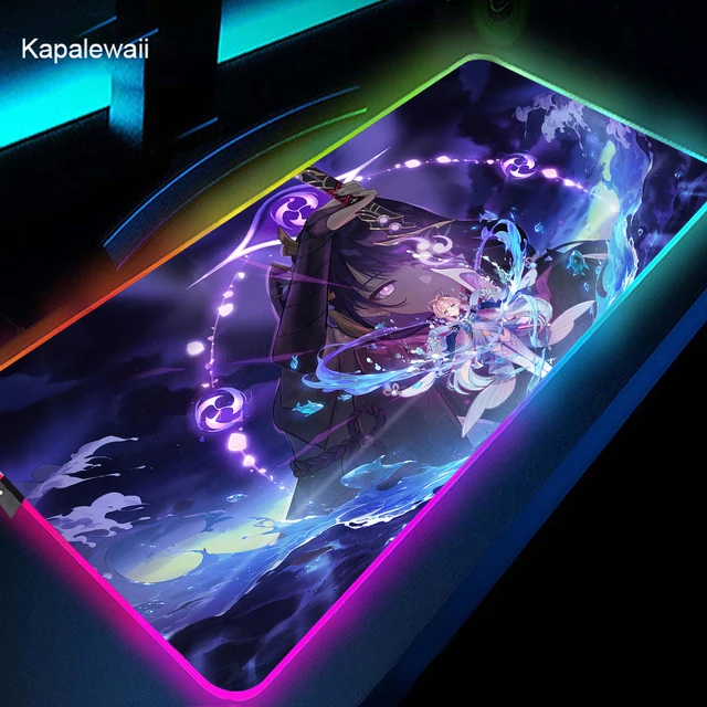 LED Light Desk Mat XXL Computer Mousepad Genshin Impact Mat Backlight Keyboard Cover Table Mause Gaming Mouse Pad RGB Carpet