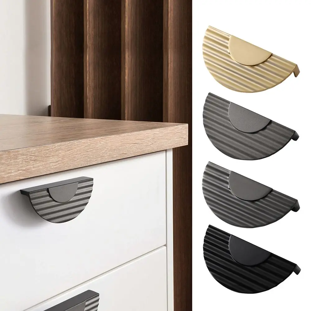 

1PC Half Round Black Door Handle Zinc alloy Wave Kitchen Cupboard Drawer Cabinet Dresser Pulls Modern Furniture Hardware Decor