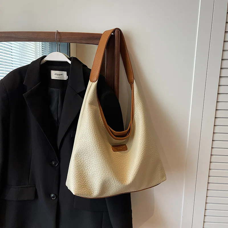 

Новая Большая Сумка через плечо для женщин 2023, трендовая дизайнерская сумка-мешок, простая однотонная Большая вместительная сумка-тоут, сумки