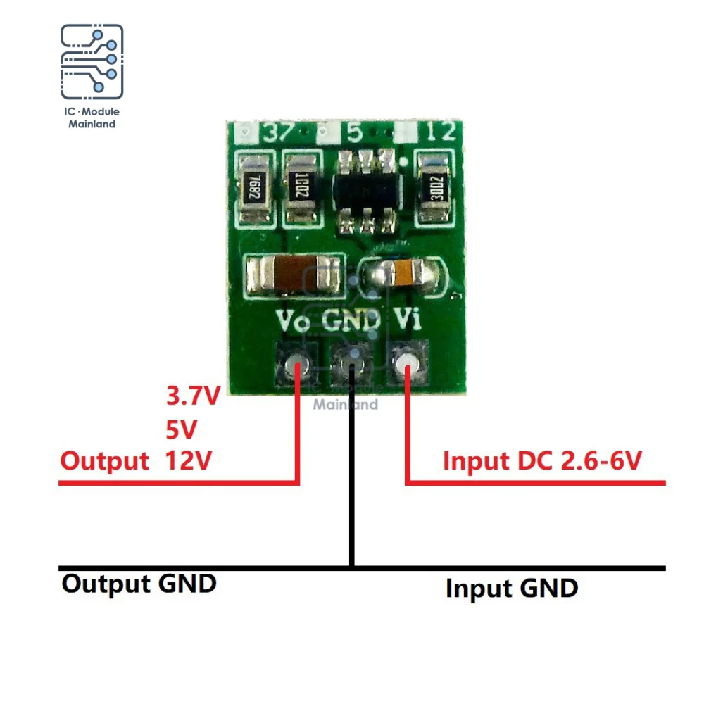 

6W 3V 3.3V 4.2V 4.5V to 3.7V 5V 12V DC-DC Step Up Power Module Voltage Boost Converter Board for 18650 403040 Li-ion Battery