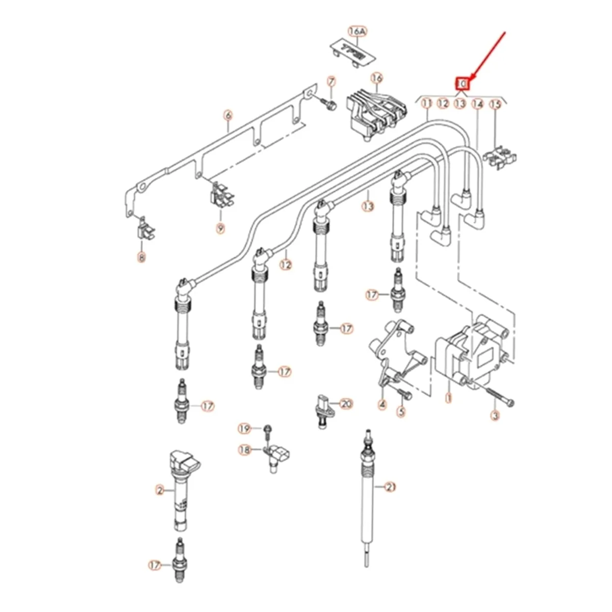 03F 905409 Комплект тросов зажигания C 4 шт. нажимной провод для Audi A1 A3 VW Caddy Golf VI Jetta Polo