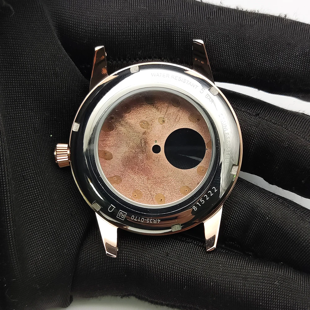 NH36 NH35 Case Bubble Mirror 40mm Transparent Back Cover Rose Gold Watch Case For NH38 NH35A NH36A Movement 35mm Dial