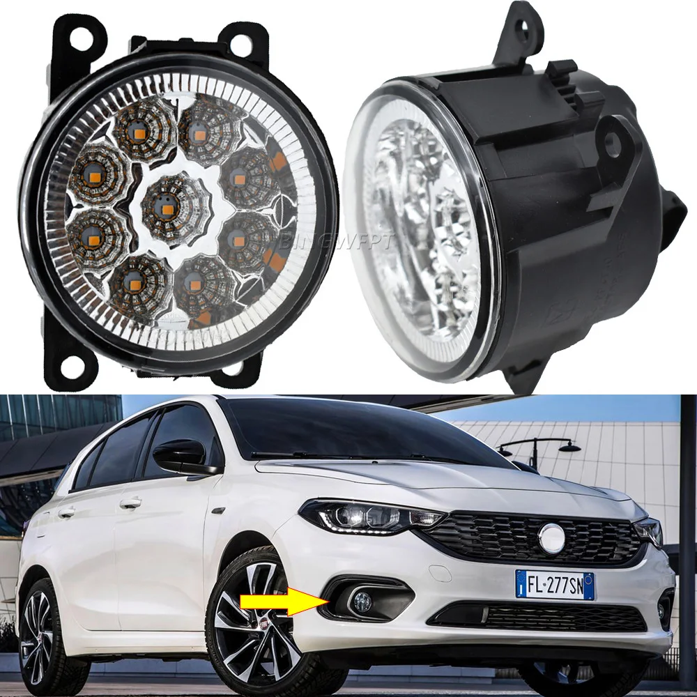 2PCS LED Fog Lamps Daytime Running Lights for Fiat Tipo Estate Hatchback 2016 2017 2018 2019 2020 Fog Lights Lamp Car Styling