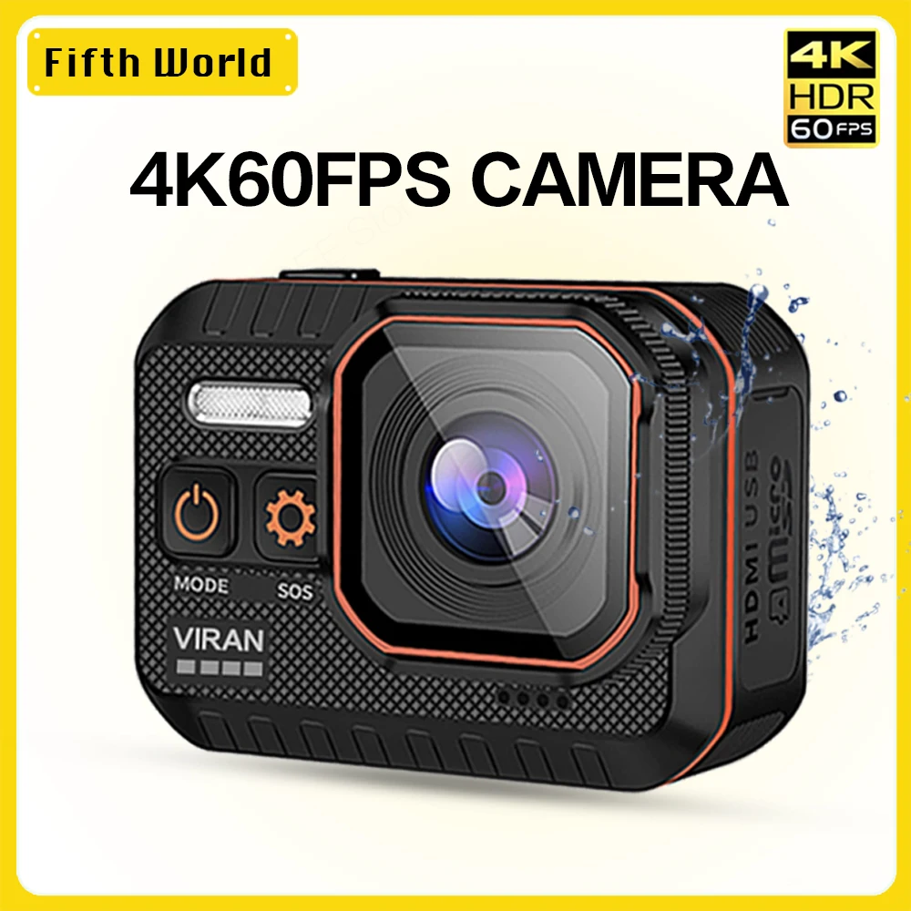 Купи VIRAN Action Camera 4K60FPS wifi Remote Control 30m Waterproof 170° Wide Angle Action Camera Dash Cam Go Sport Camera pro за 3,540 рублей в магазине AliExpress