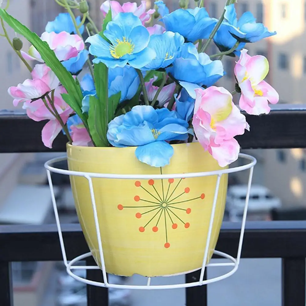 

Round Metal Hanging Railing Planter Hanging Railing Planter Flower Pot Holder Basket Iron Art Rack Fence Shelf For Balconyg R5s1