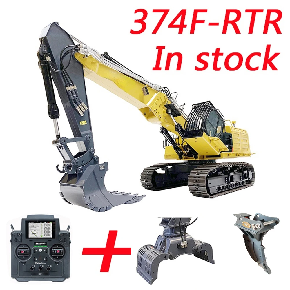 

1/14 RC Hydraulic Excavator 374F New Metal Upgrade Version Three-section Boom Mining Heavy Construction Machinery Model Toy