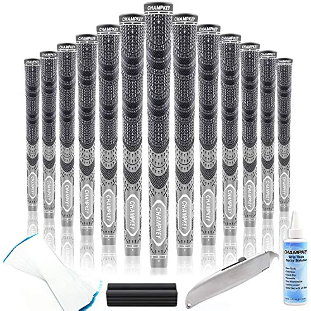 

Hybrid Golf Grips 13 Pack |Come with 15 Tapse,Rubber Vise Clamp and Grip Hook Knife |All Weather Performance Golf Club Grips Mid