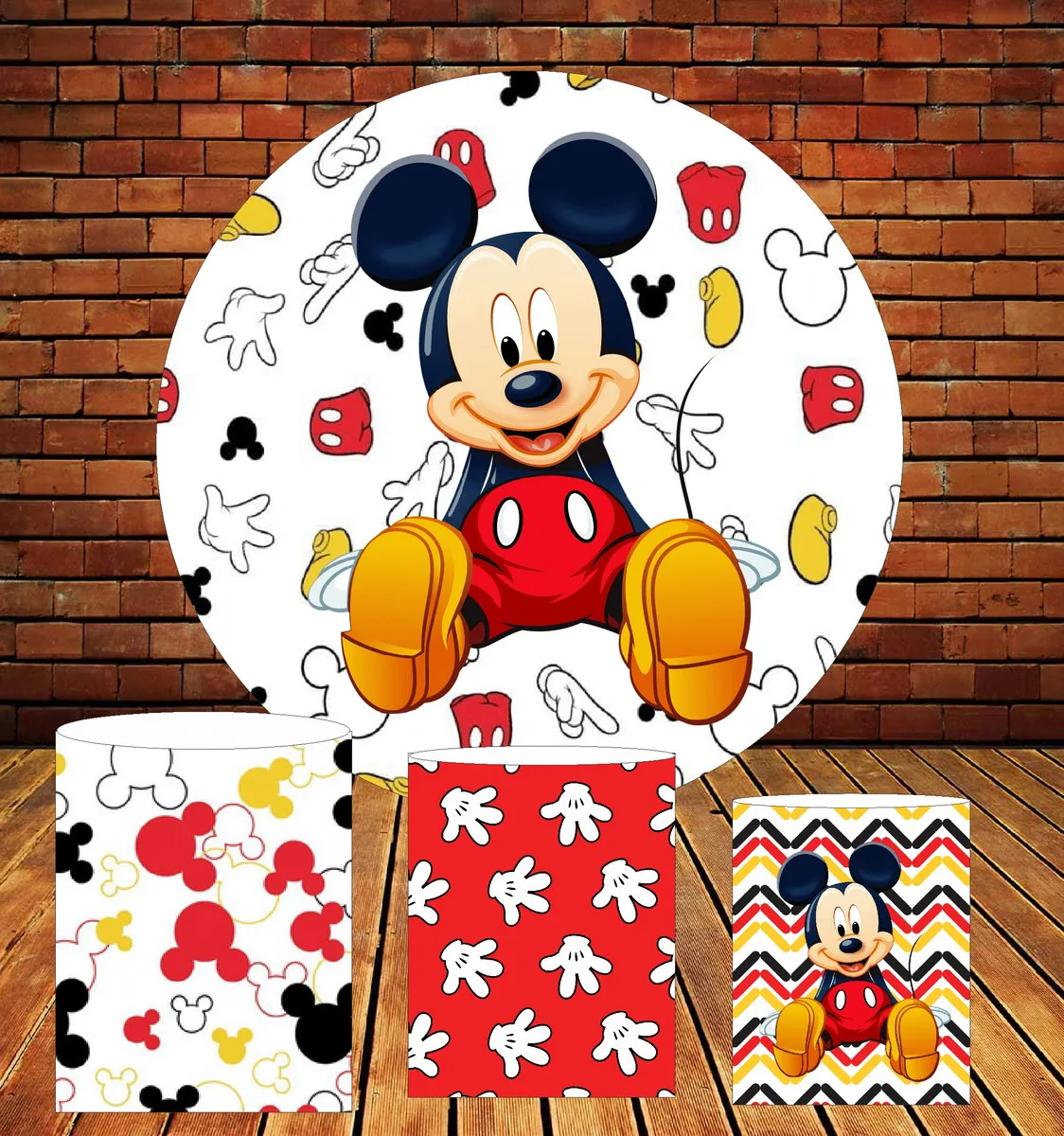 

Party Backdrops Disney Round Shape Mickey Minnie Mickey Mouse Birthday Photozone Custom Background Wedding Decoration Children's