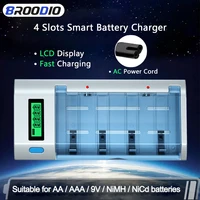 4 slots lcd universal fast charger 1 2v cdaaaaa 9v nimh nicd rechargeable battery charger aa aaa smart battery charger us eu