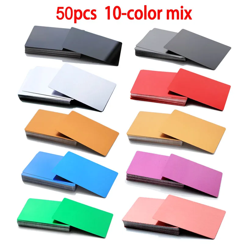 

Металлические визитные карточки из алюминия, 50 шт.