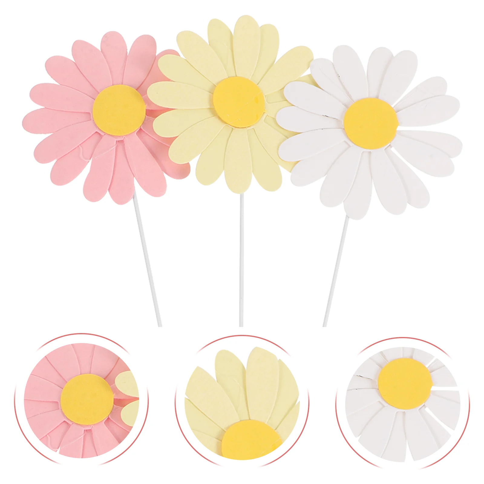 

Daisy Cake Toppers Floral Party Decorations Flower Cupcake Picks Girls Wedding Props