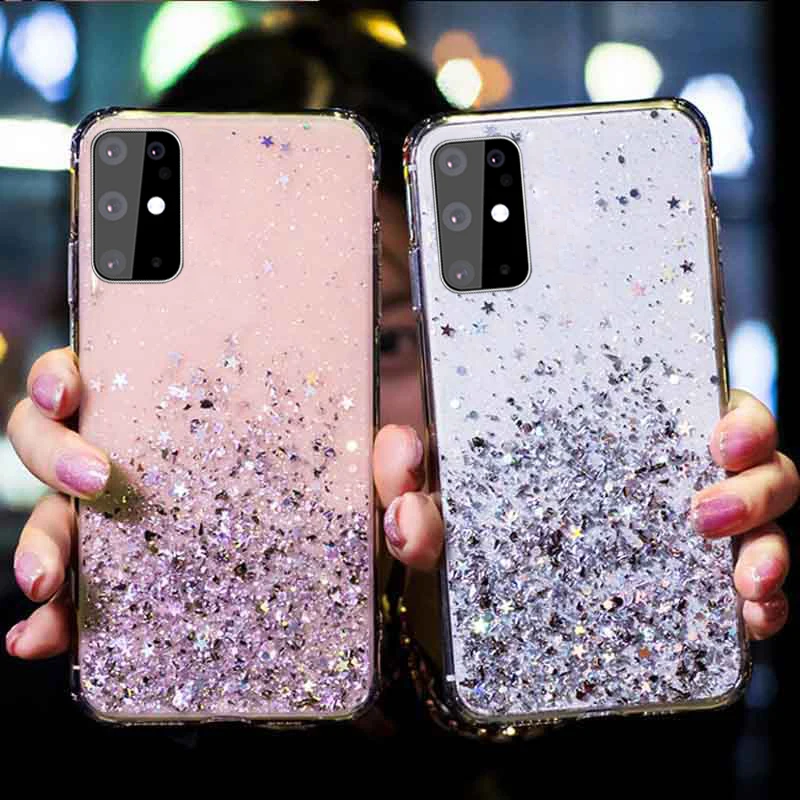 For Samsung Galaxy A51 A20 A30 A40 A50 A60 A70 A10S A20S A30S A01 A21 A72 A71 A10 Case Glitter Star Sequin TPU Silicone Cover