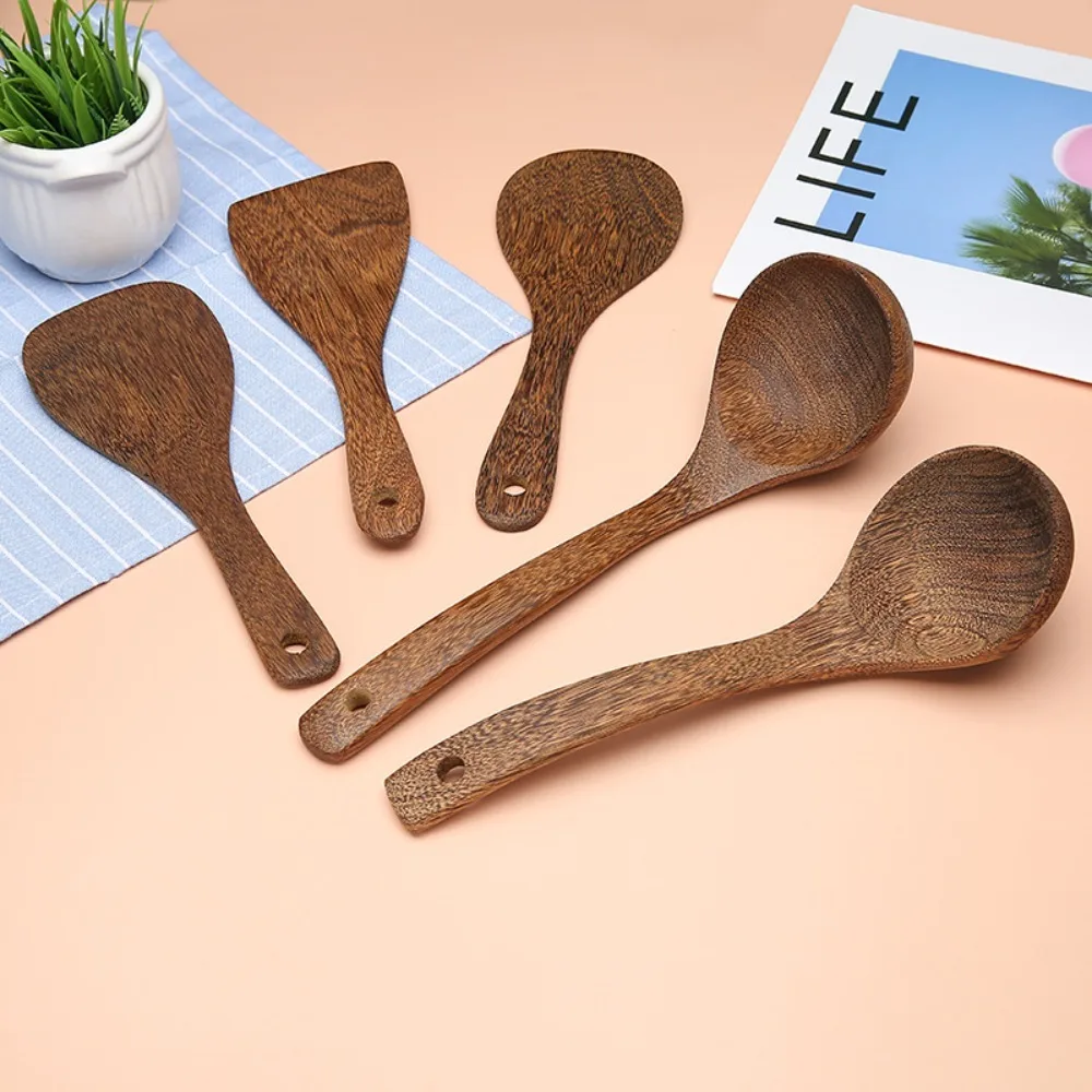 

Kitchenware Cooking Utensils Set Kitchen Non-Stick Heat Resistant Wooden Spatula Shovel Soup Rice Spoon With Long-handle