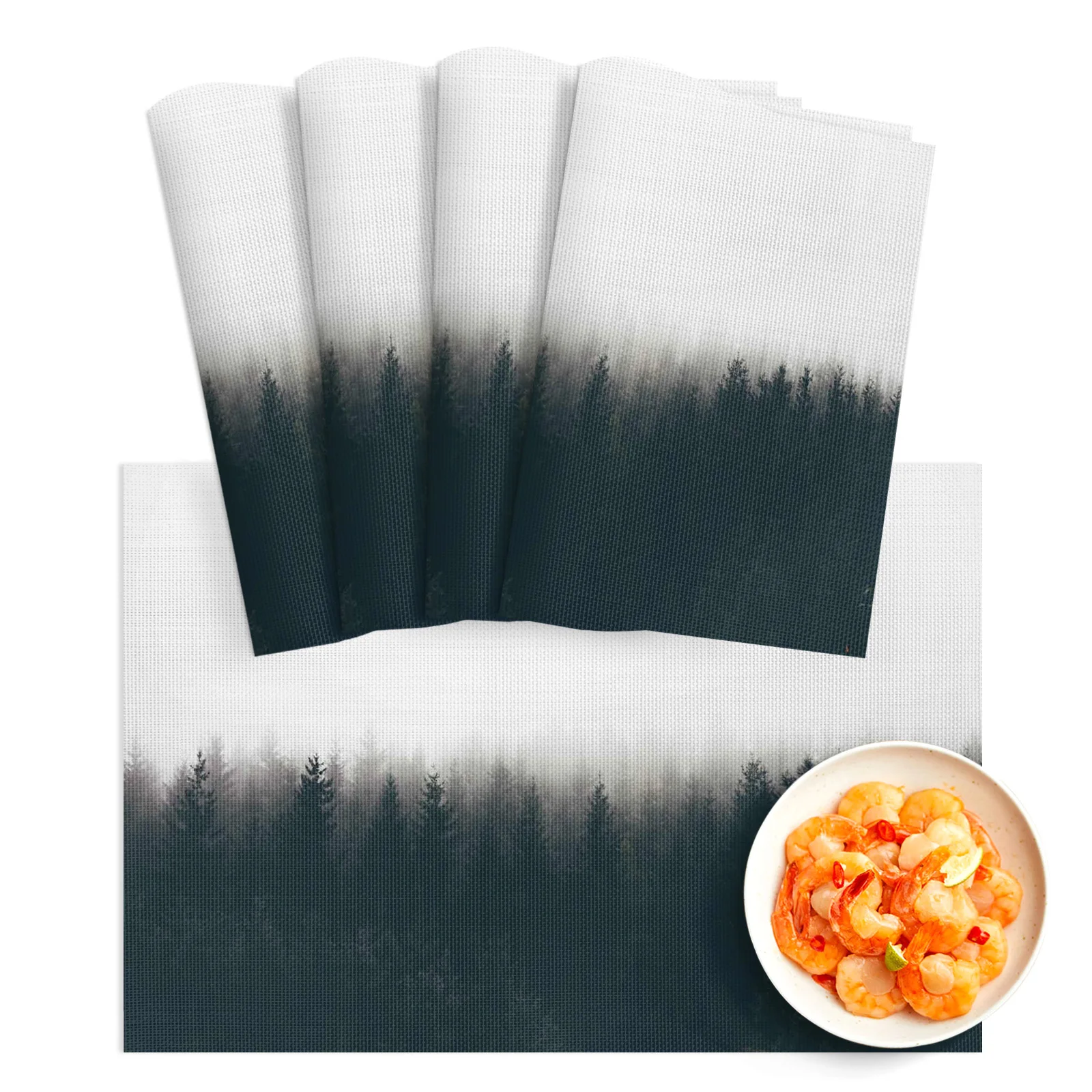 

4/6Pcs Table Mat Early Morning Woods Fog Bowl Pad Coaster Set PVC Dining Table Placemats Home Decoration Kitchen Accessories