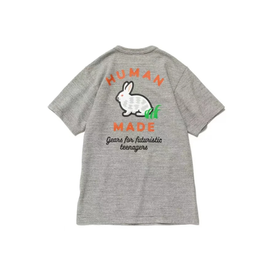 

Human Made T Shirt Slub Cotton Men Women Rabbit Print Top Tees T-shirts