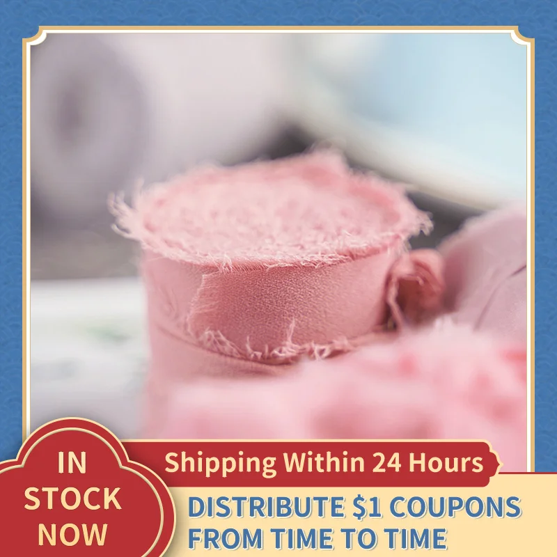 

5 Meters Wide 5 Cm Frayed Edged Wrinkle Chiffon Silk Ribbon Handmade Ripped Floral Print Silk Chiffon Fabric for Saree Wholesale