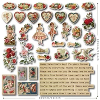 heart flower girl vintage cardstock die cuts collection kit scrapbooking planner craft card making journaling project new 2022