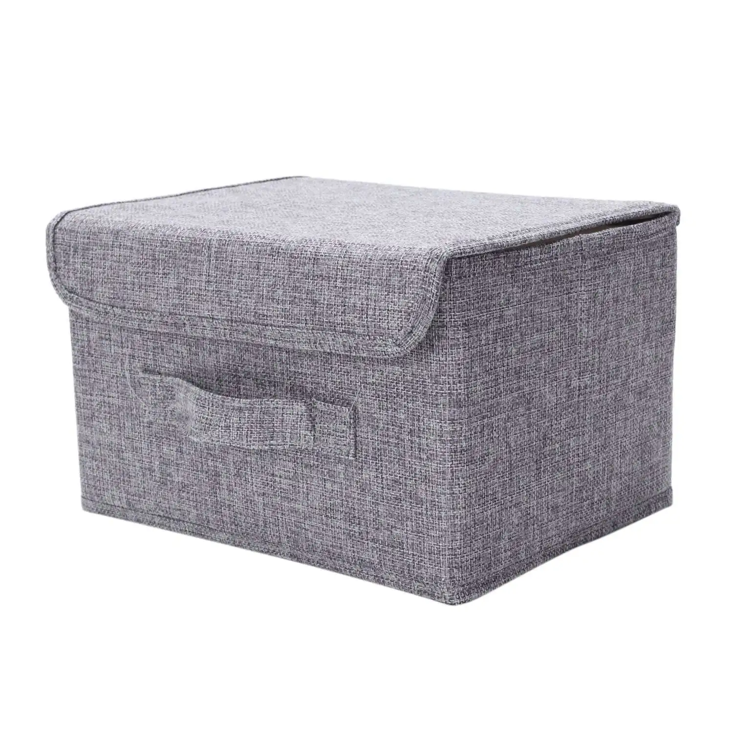 

Cotton Linen Fabric Folding Cd Storage Boxes Foldable Bins Toys Organizer With Lids And Handles Storage Basket Laundry Basket