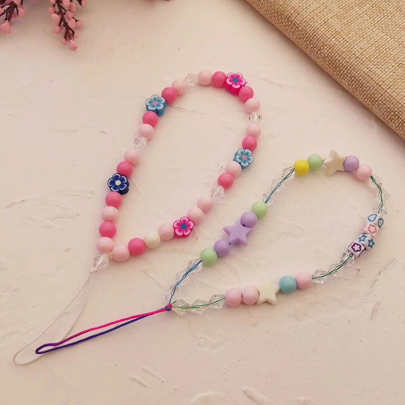 

Disk Beads Pearl Rope Cellphone Chains Strap Lanyard Star Beads Hand Beaded Lanyard Mobile Phone Strap Lanyard Smile Face