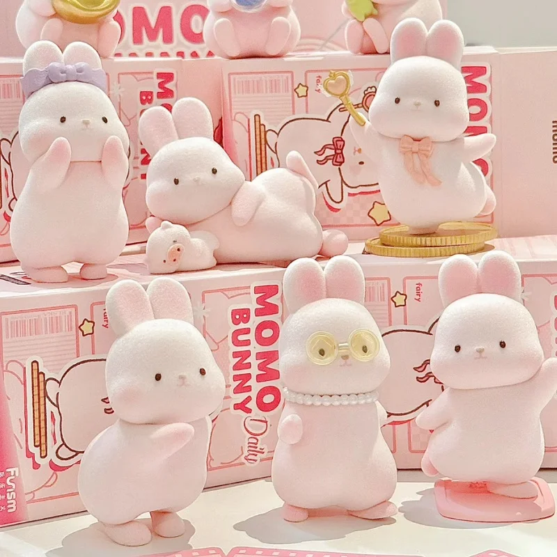 Momo Bunny Daily Day Series слепая коробка Kawaii мультфильм флокирование кролик фигурка куклы