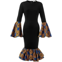 fashion womens african clothing black splicing autumn and winter one piece skirt african clothing womens oversize clothing