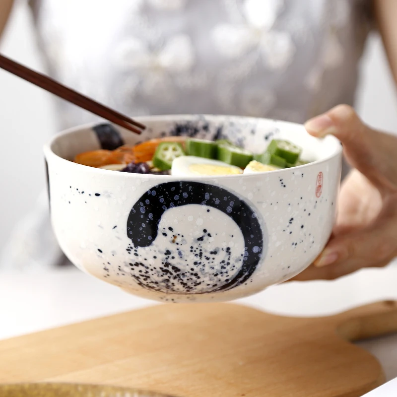 

1PC Japanese Style Retro 6.5Inch Ceramic Soup Ramen Restaurant Large Noodle Dinner Bowl Household Tableware Bowls