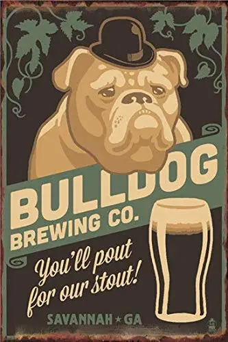 

Kexle Vintage Custom Metal Signs 12 x 16 - Bulldog Brewing co Chic Art Wall Decort Home Yard Signs Bar Hotel Cafe Pub restauran